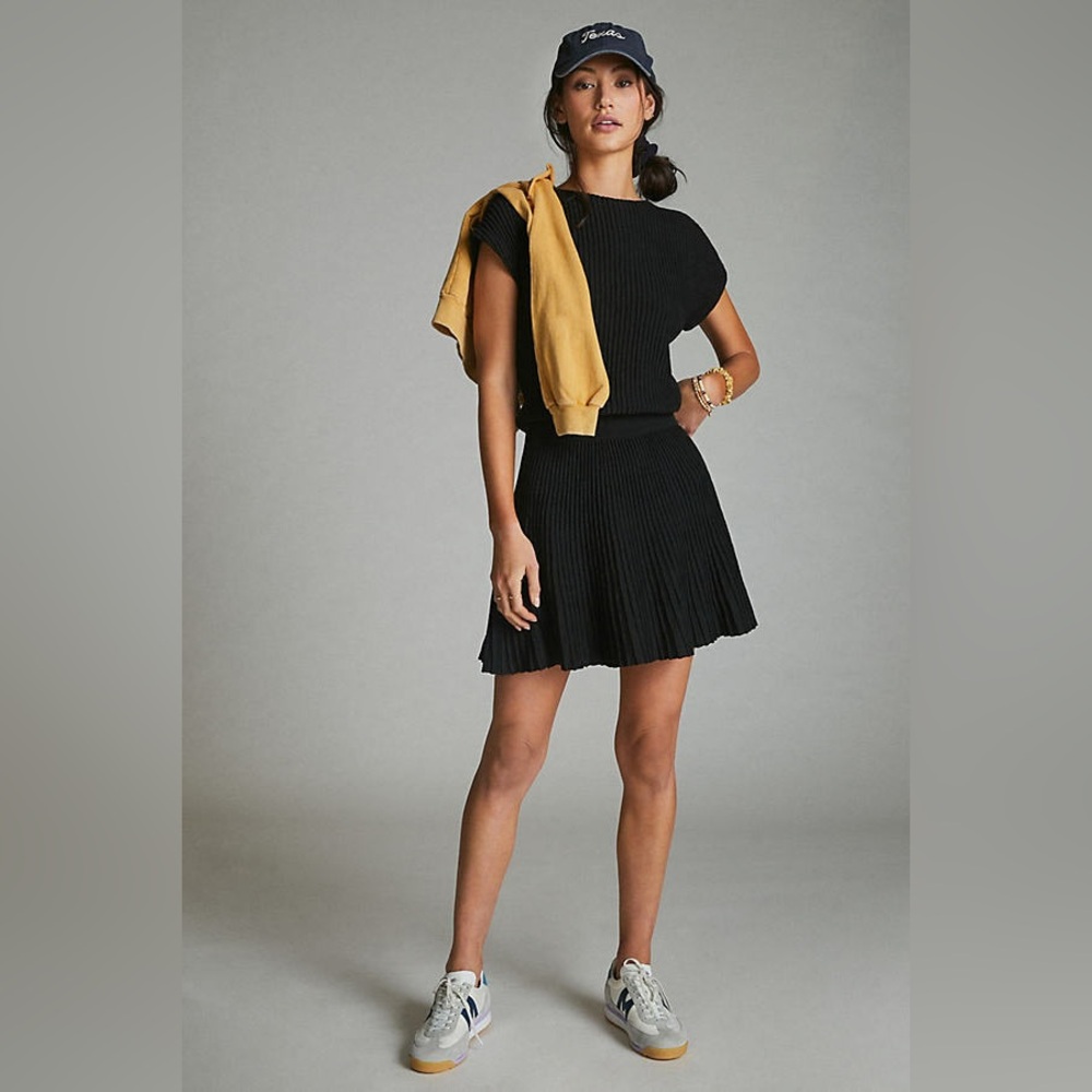 Anthropologie Maeve Ruth Black Knit Drop Waist Dress